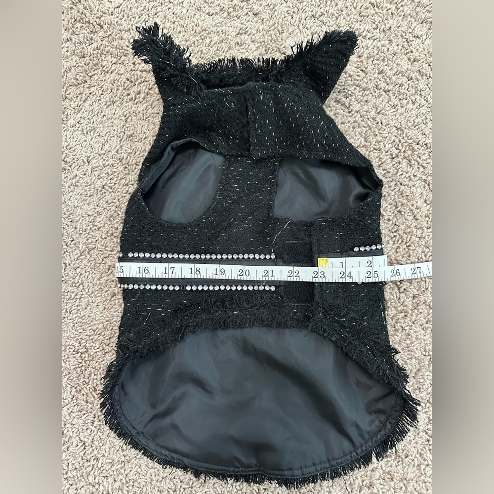Dog Sparkly Jacket with Bling Belt Dress Costume Outfit Pet Fashion Black Sz M - Picture 8 of 8